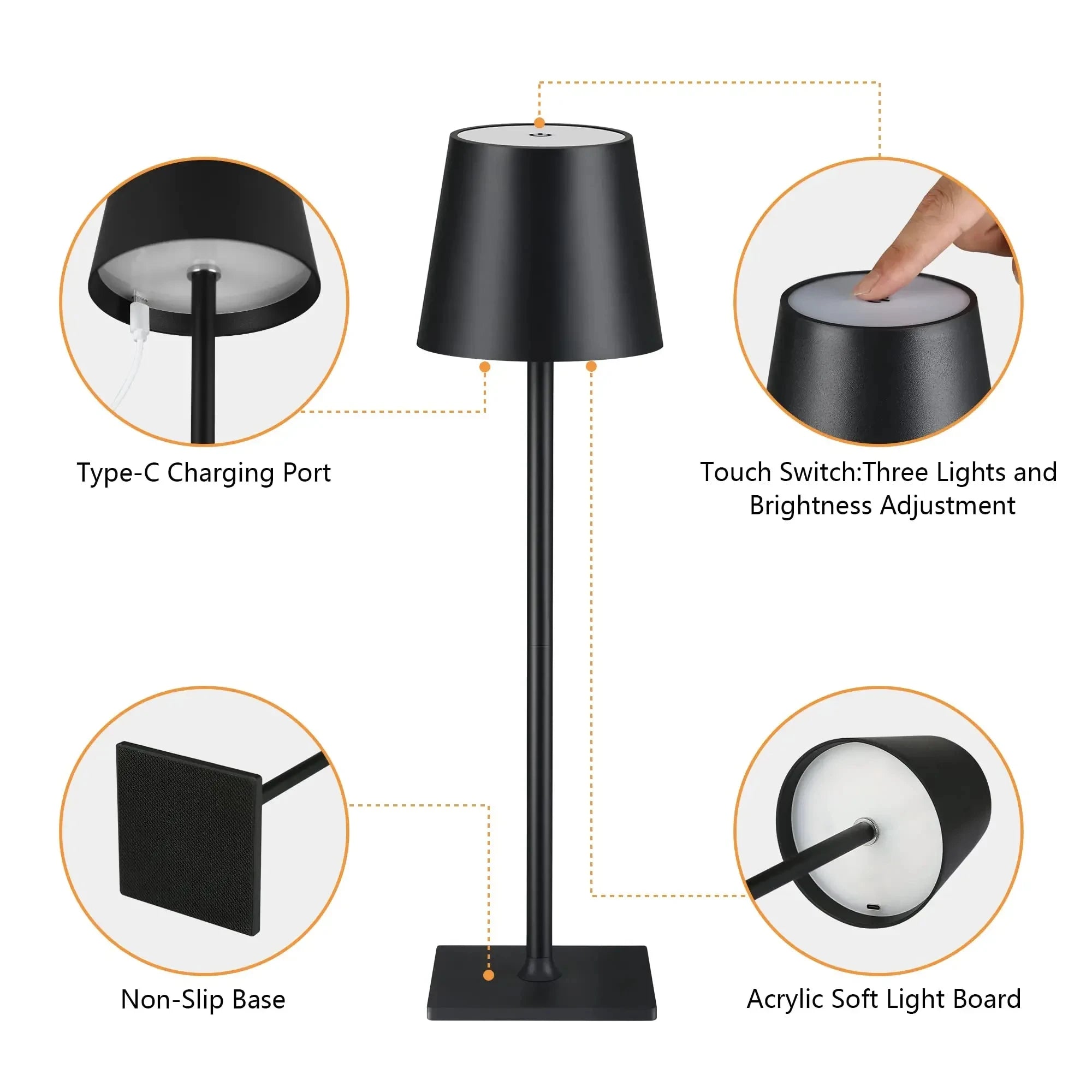 Wireless Rechargeable LED Bedside Desk Lamp