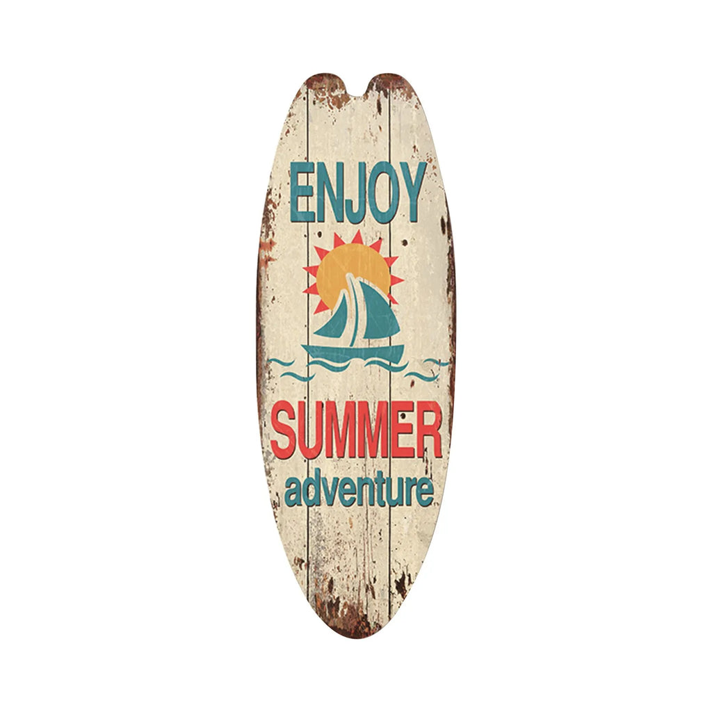 Retro Wooden Surfboard Wall Sign
