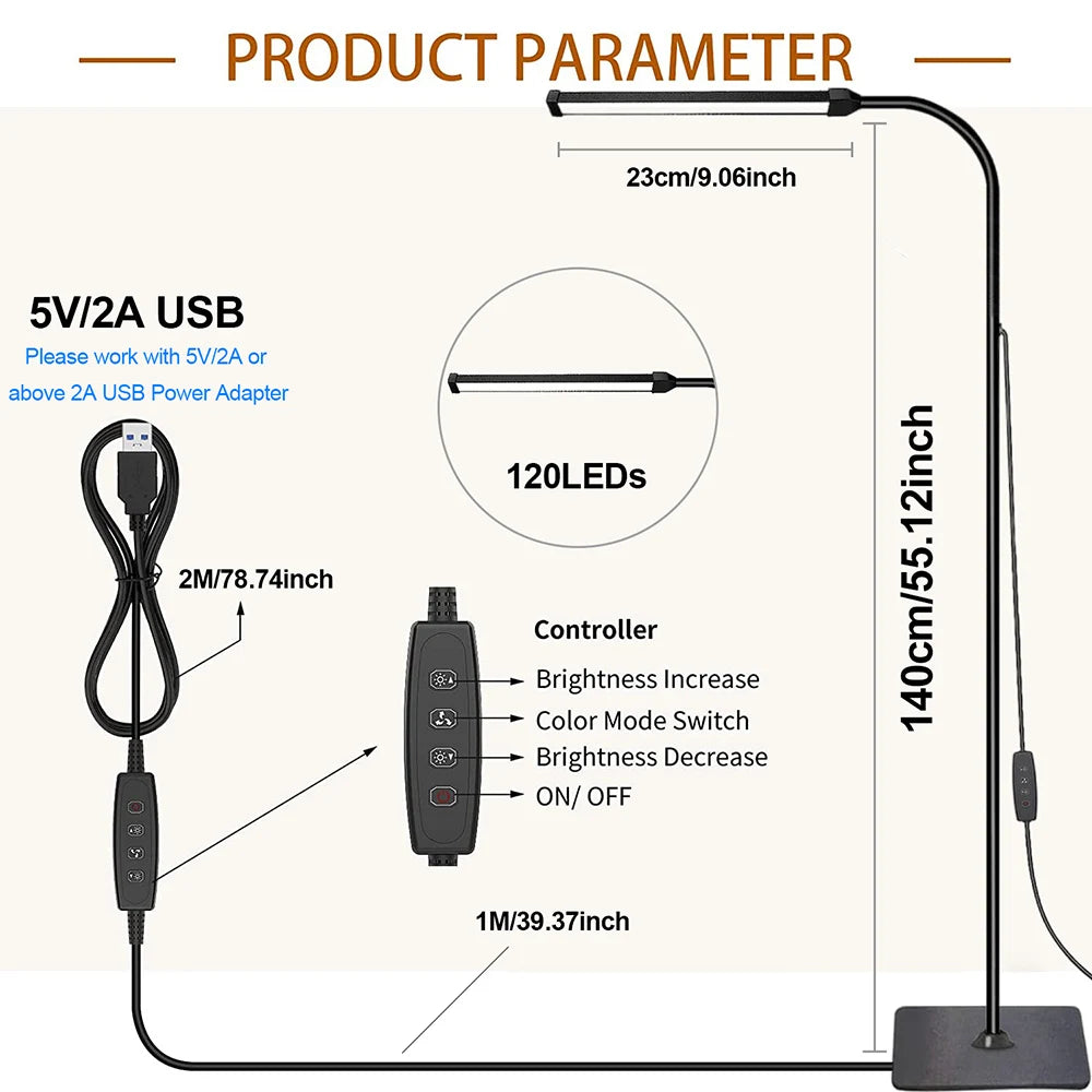 Dimmable Gooseneck LED Floor Lamp – Bedroom & Office