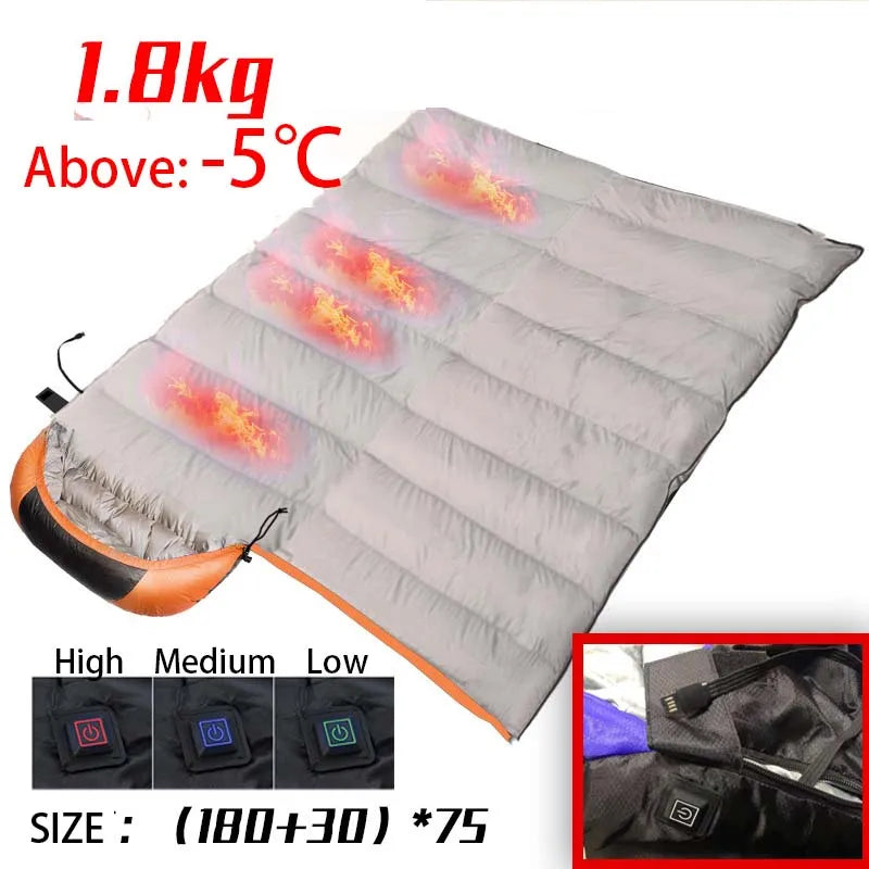 USB Heated Down Cotton Sleeping Bag
