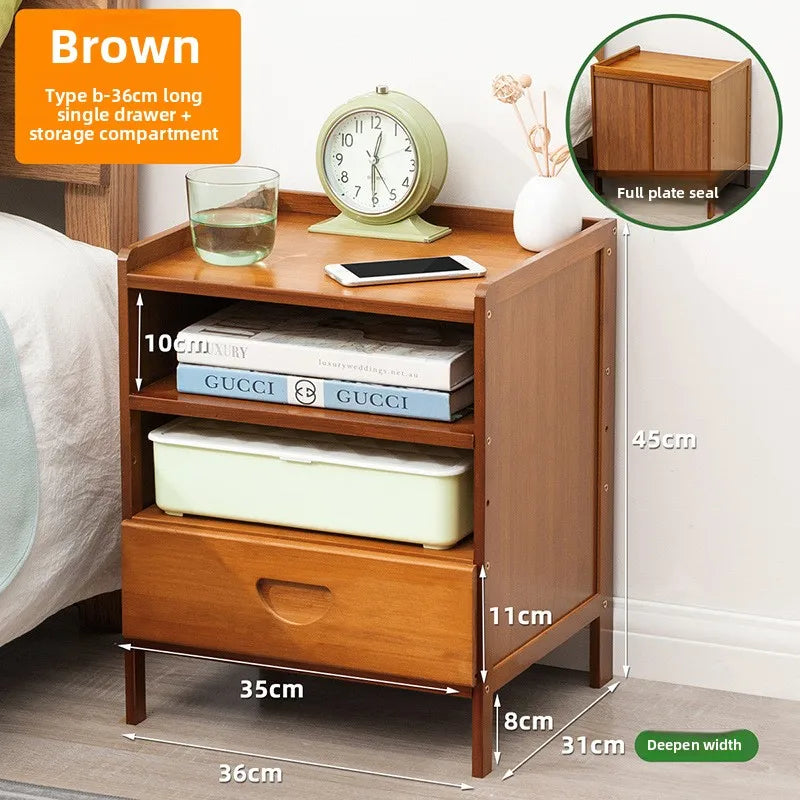 Simple Solid Wood Bedside Storage Cabinet