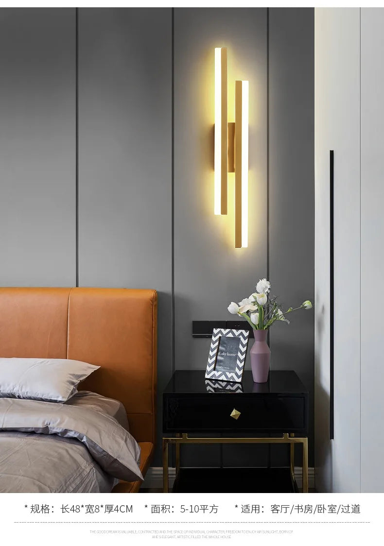 LED Bedroom Wall Sconce – Copper Pipe Acrylic Shade