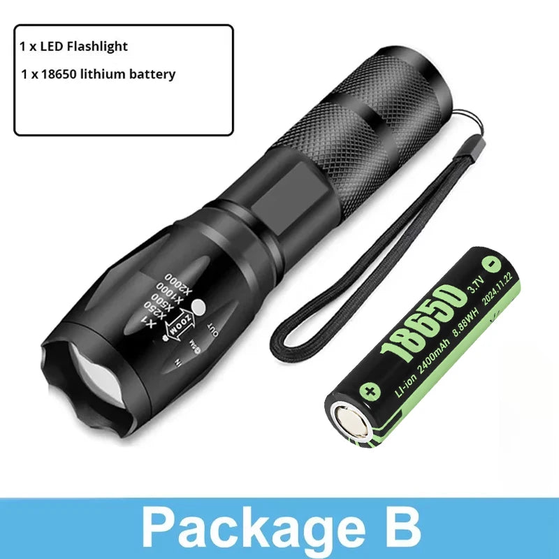 Zoomable LED Flashlight – 5 Modes