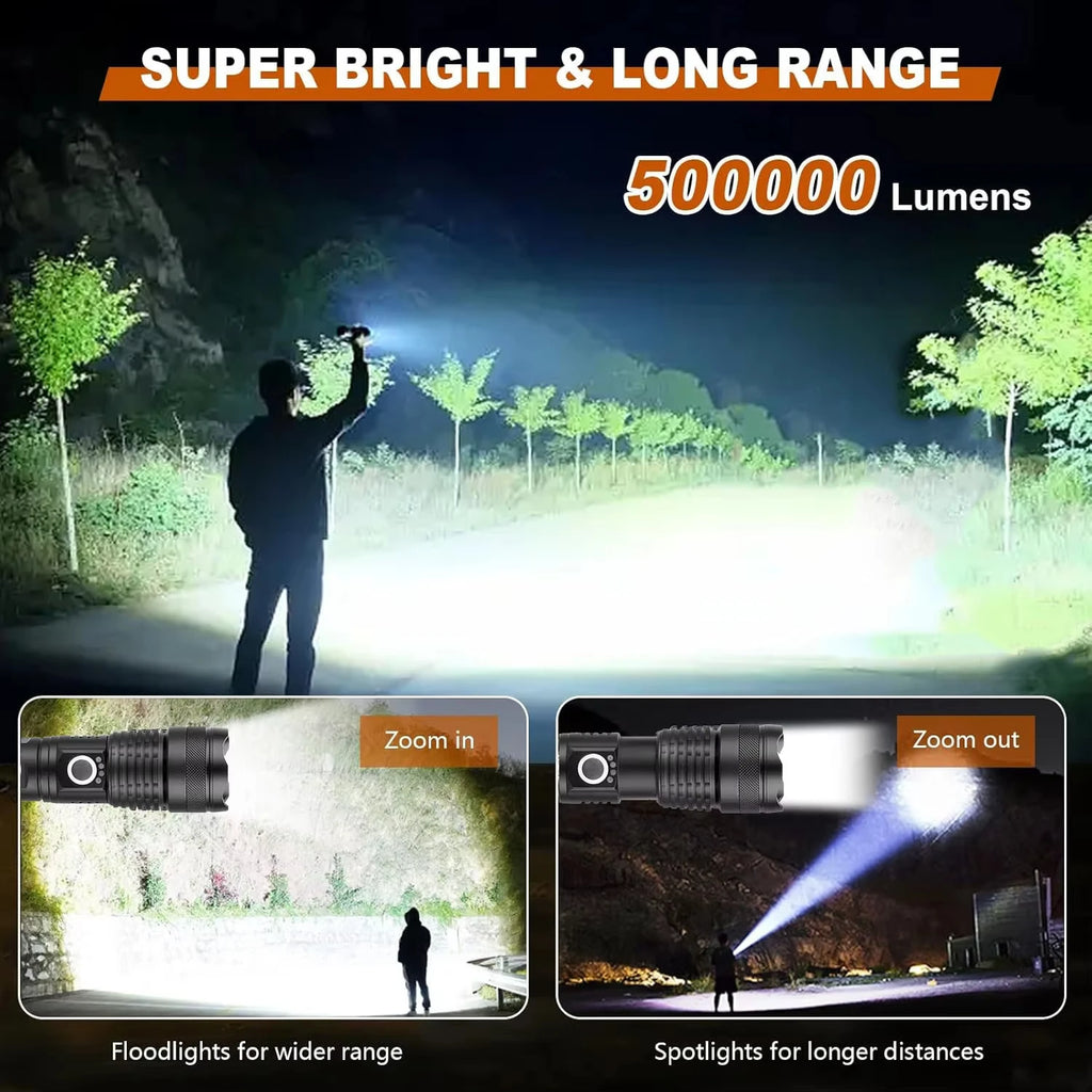 High Lumens Rechargeable IPX6 LED Flashlight