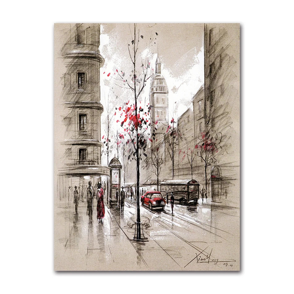 Abstract City Street Landscape Canvas Print