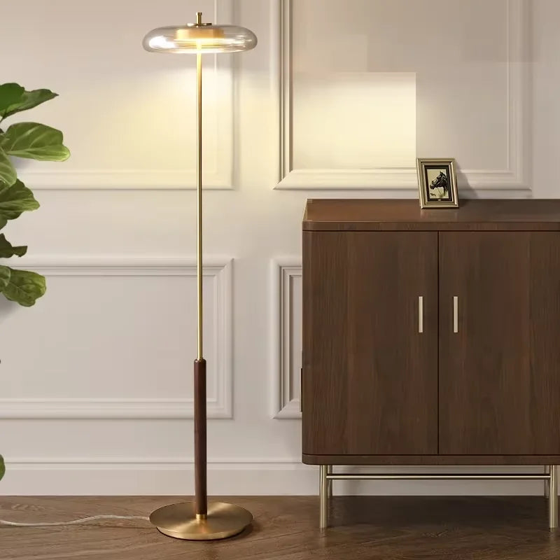 Retro Gold Glass Mushroom Floor Lamp