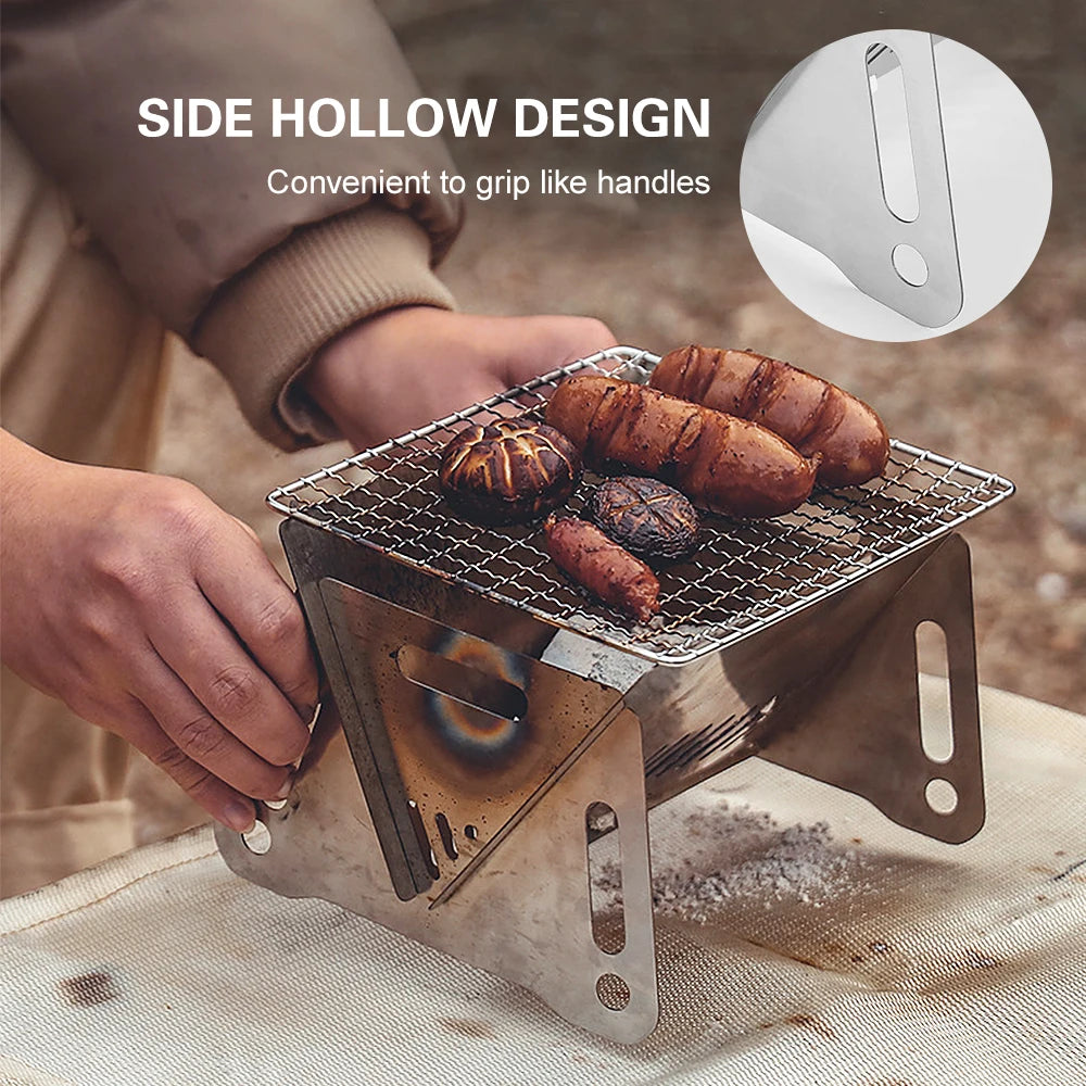 Portable Wood Burning Backpacking Stove with Grill