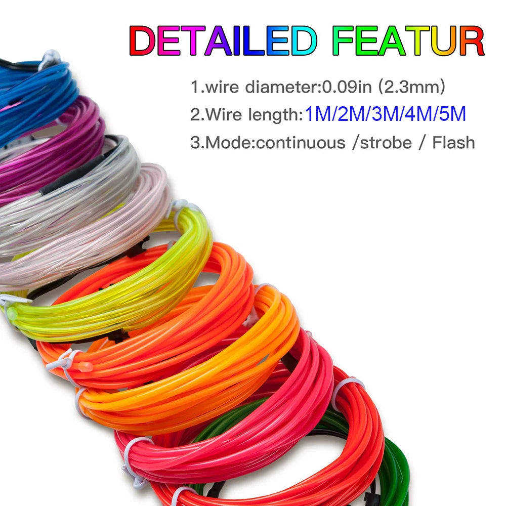 Neon Glow LED Wire Light Strip – Multicolour