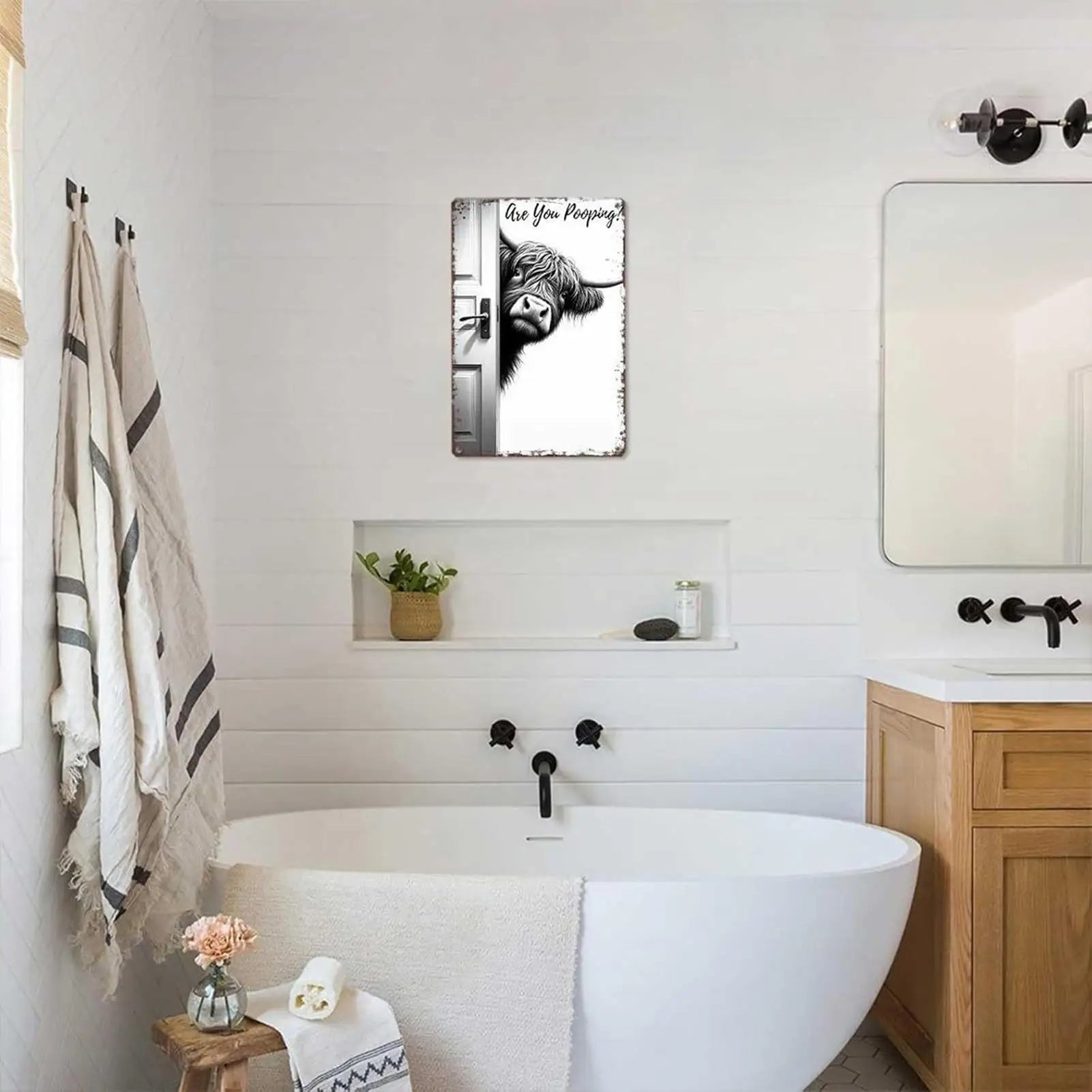 Vintage Cow Bathroom Wall Art