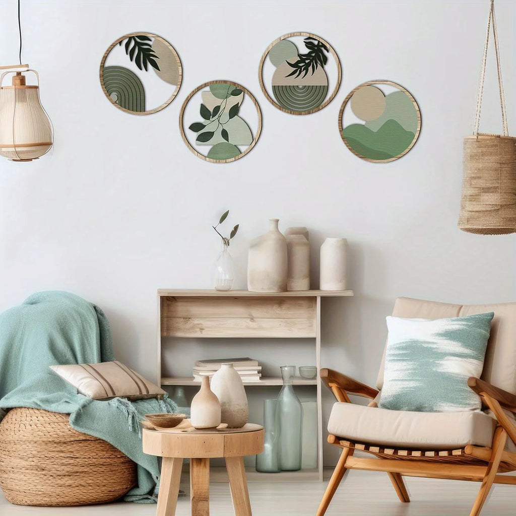Bohemian Geometric Wall Art Set (4 Pieces)