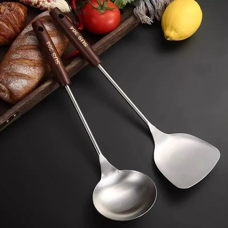 Iron Wok Spatula & Ladle Kitchen Tool Set