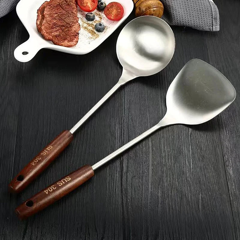 Iron Wok Spatula & Ladle Kitchen Tool Set