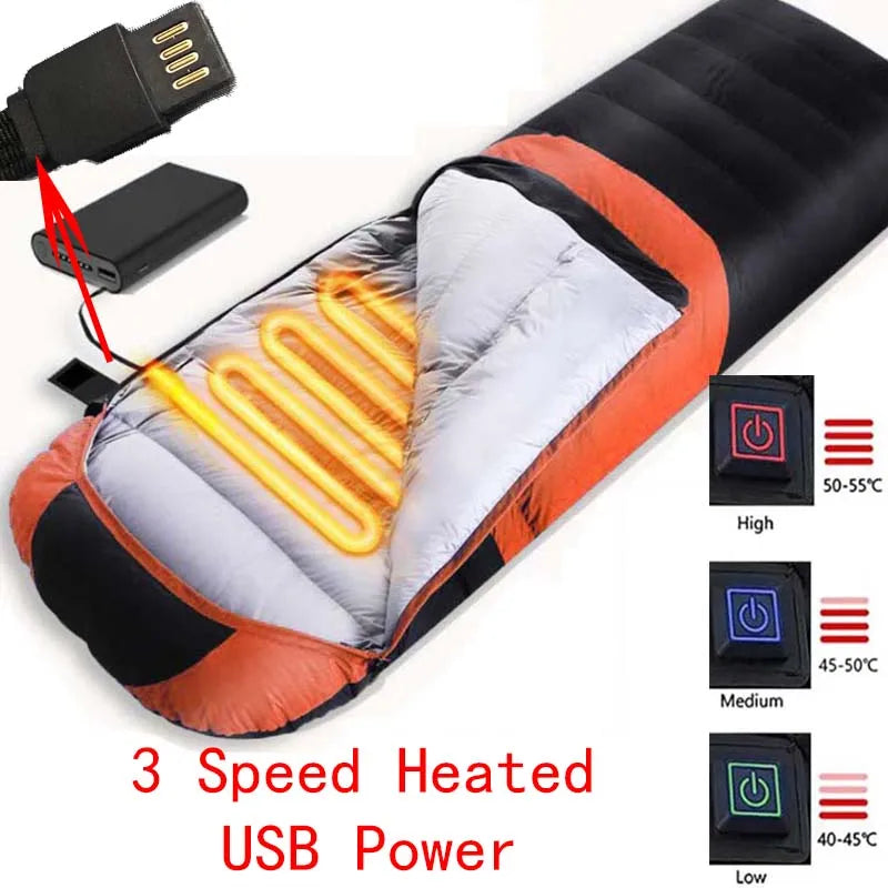 USB Heated Down Cotton Sleeping Bag