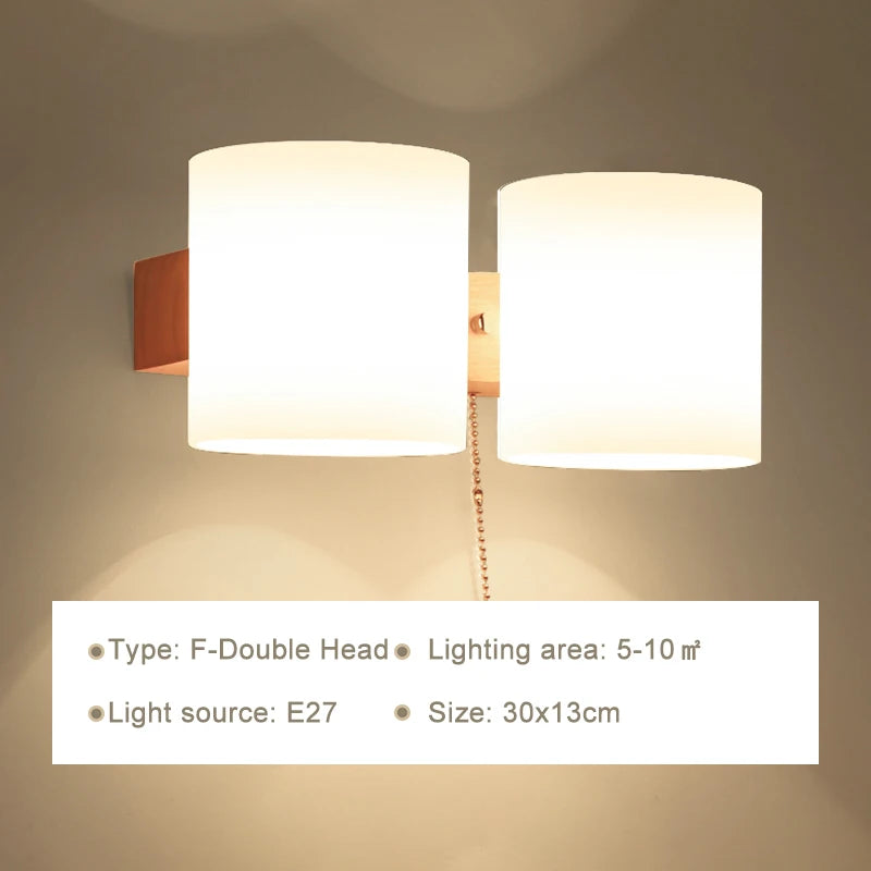 Modern Wooden LED Bedside Wall Lamp