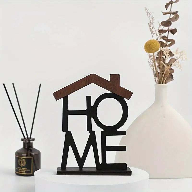 Wooden House-Shaped Desktop Ornament