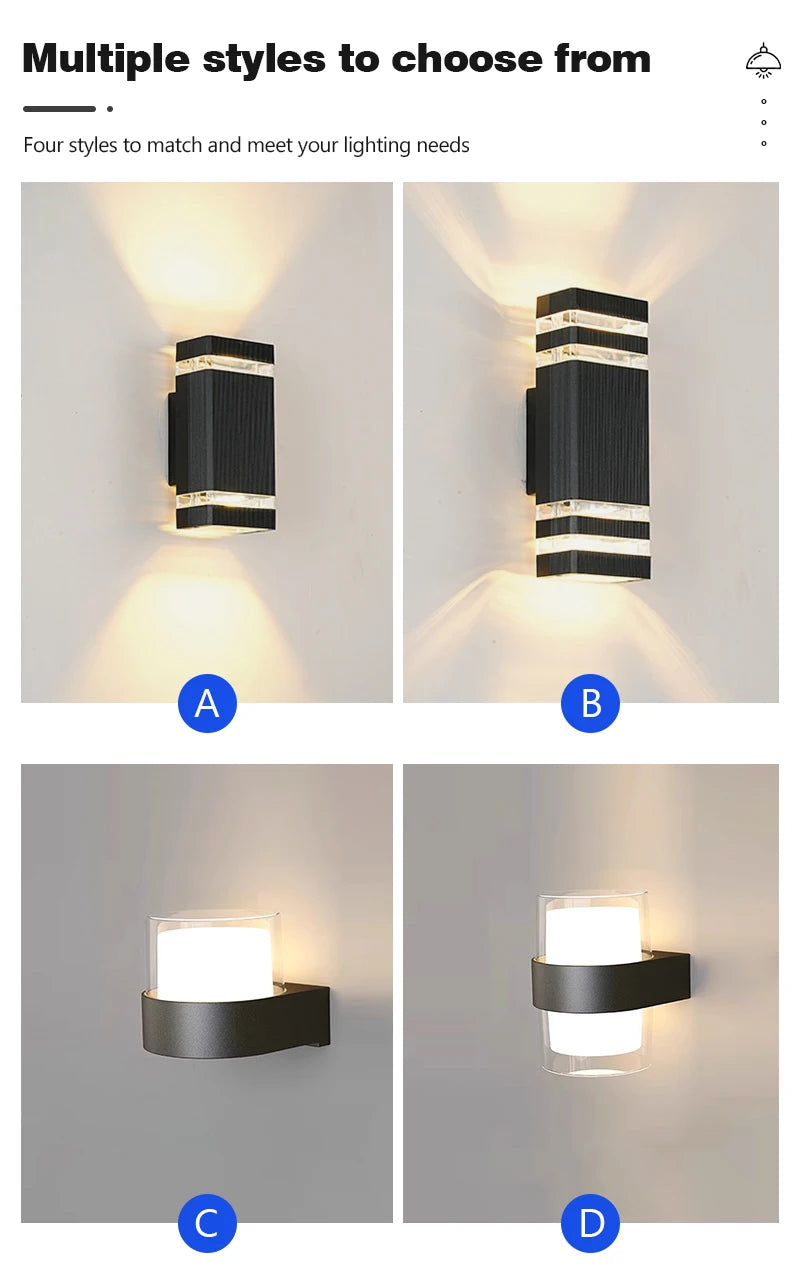 Modern LED Outdoor Courtyard Wall Lamp – Waterproof