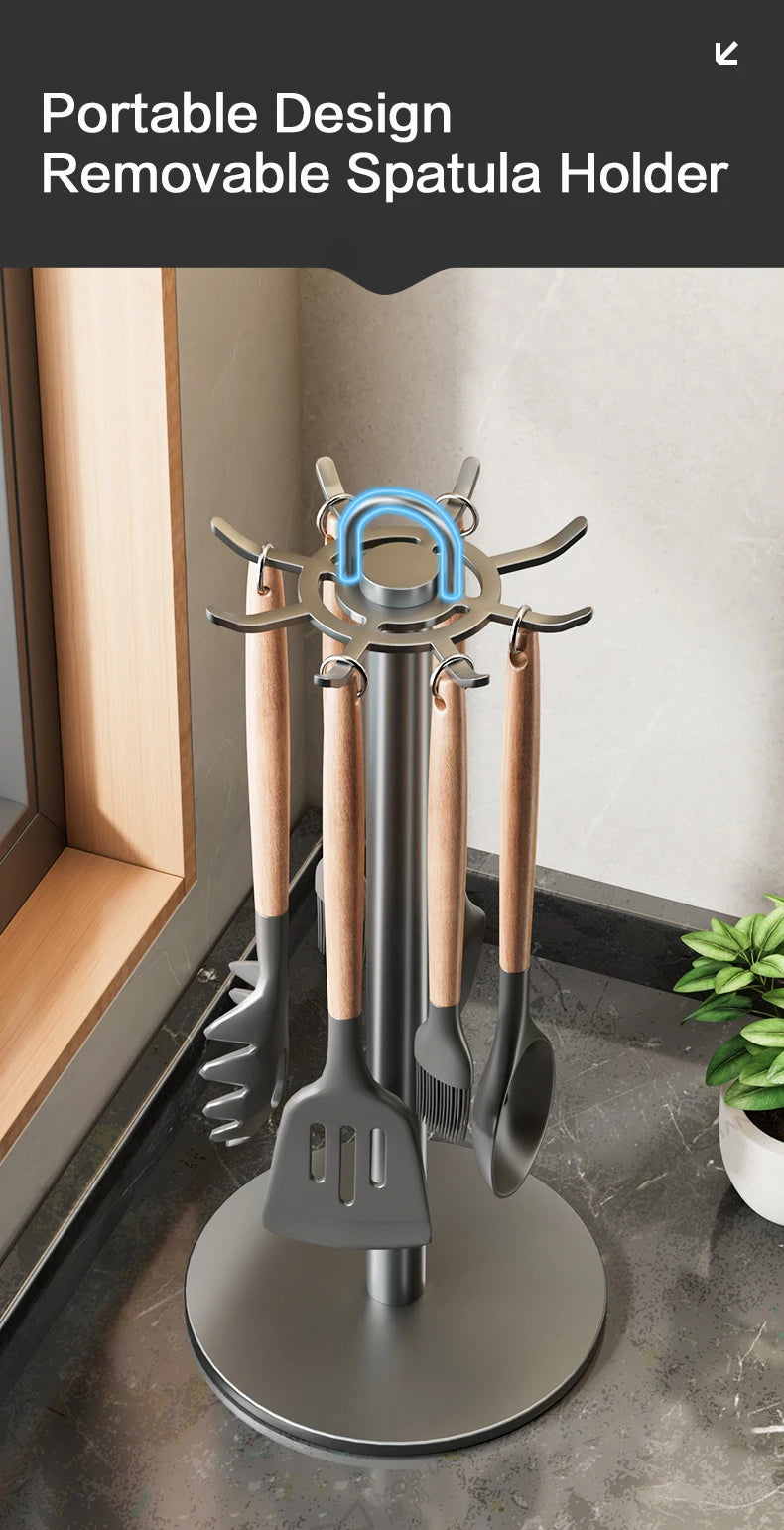 Rotating Kitchen Utensil Stand – 8 Hooks