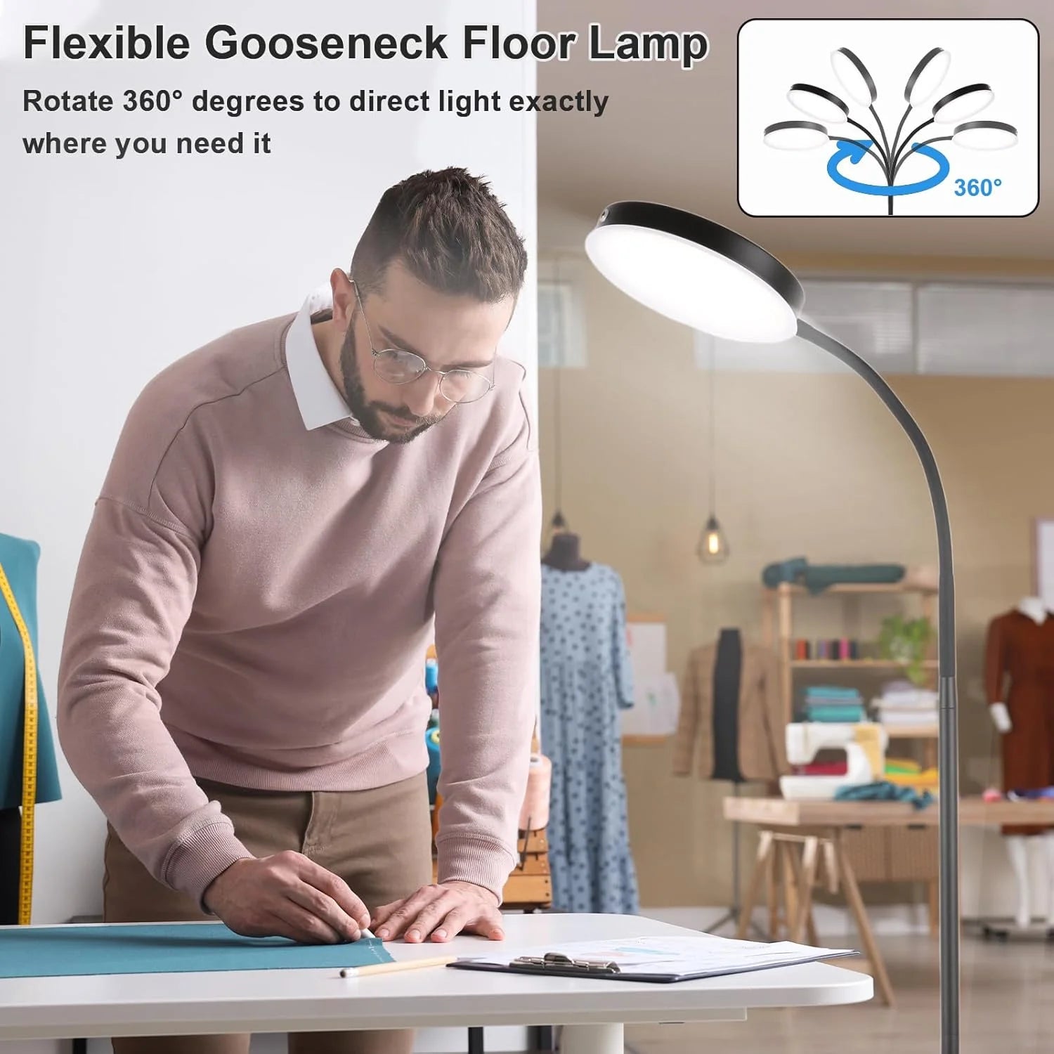 360° Rotating LED Floor Lamp – 3 Colour Modes
