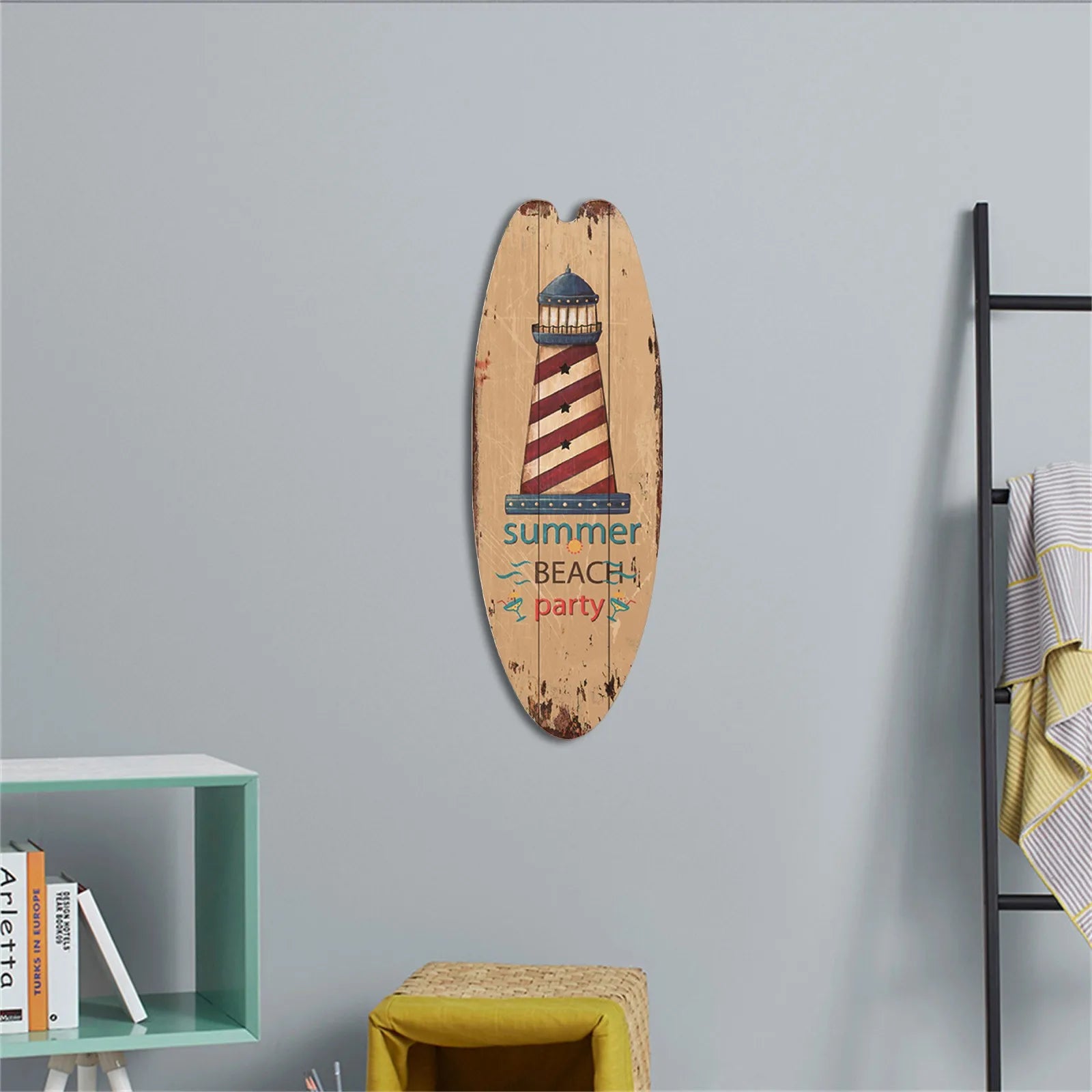 Retro Wooden Surfboard Wall Sign