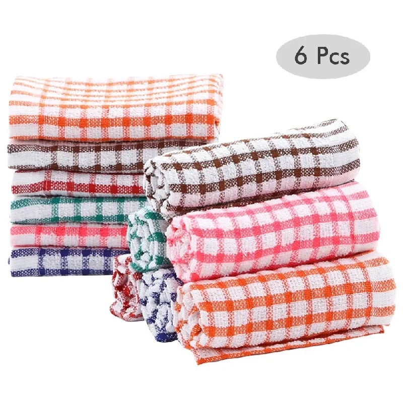 Absorbent Cotton Kitchen Tea Towels – 6 Pack