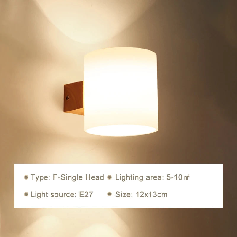 Modern Wooden LED Bedside Wall Lamp