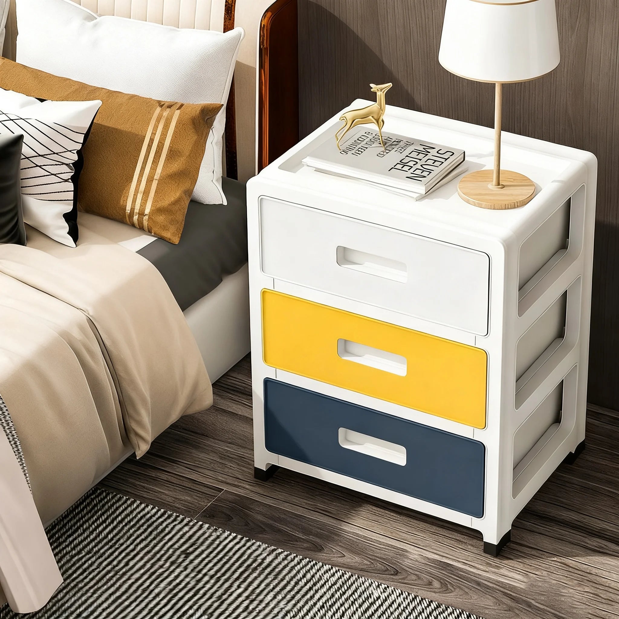Modern Minimalist Bedside Table with Drawers
