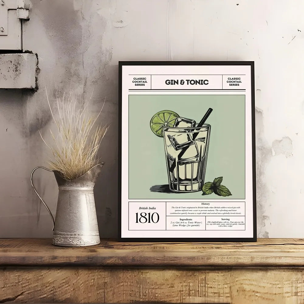 Cocktail & Wine Art Poster – Bar Wall Decor