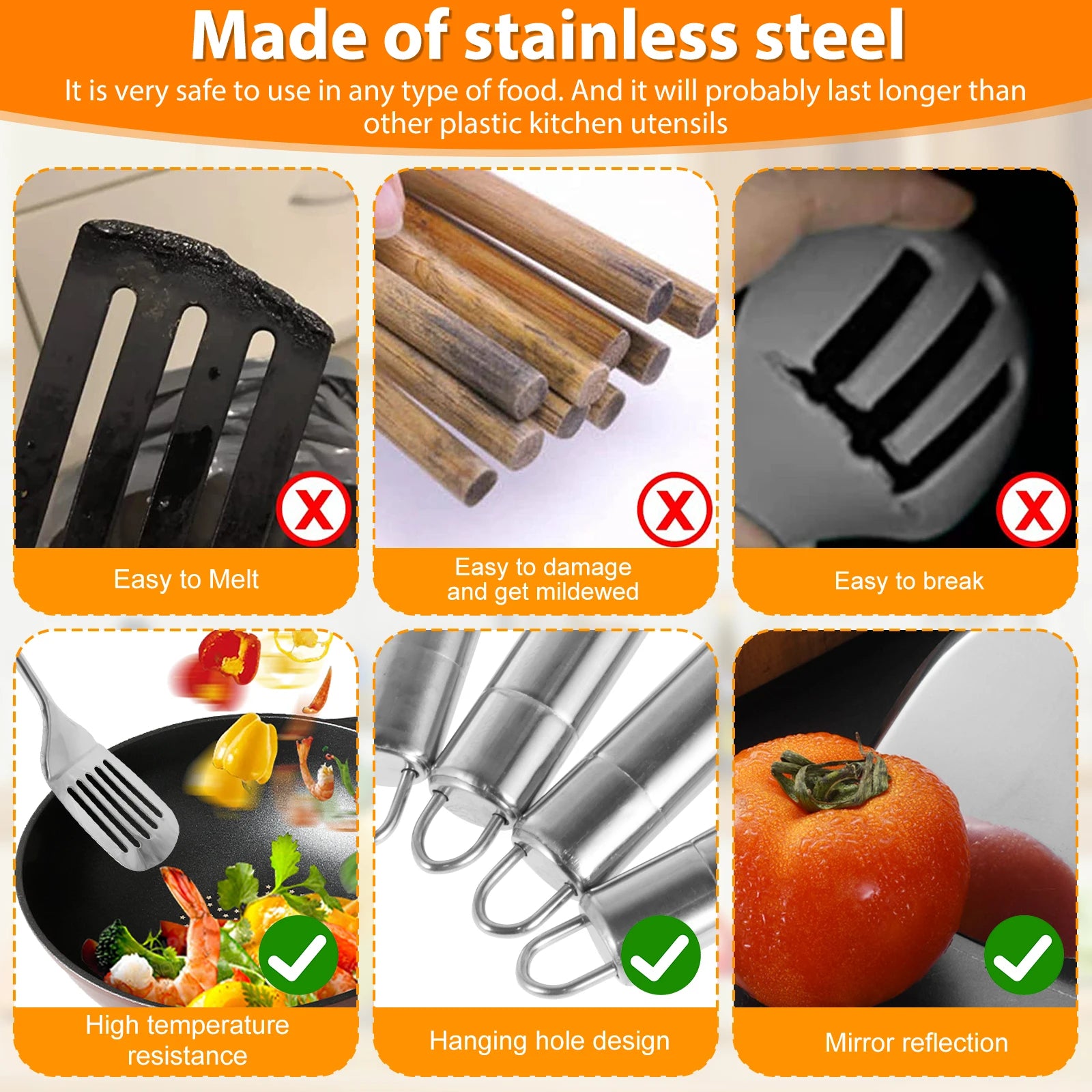 5-Piece Stainless Steel Cooking Utensils Set