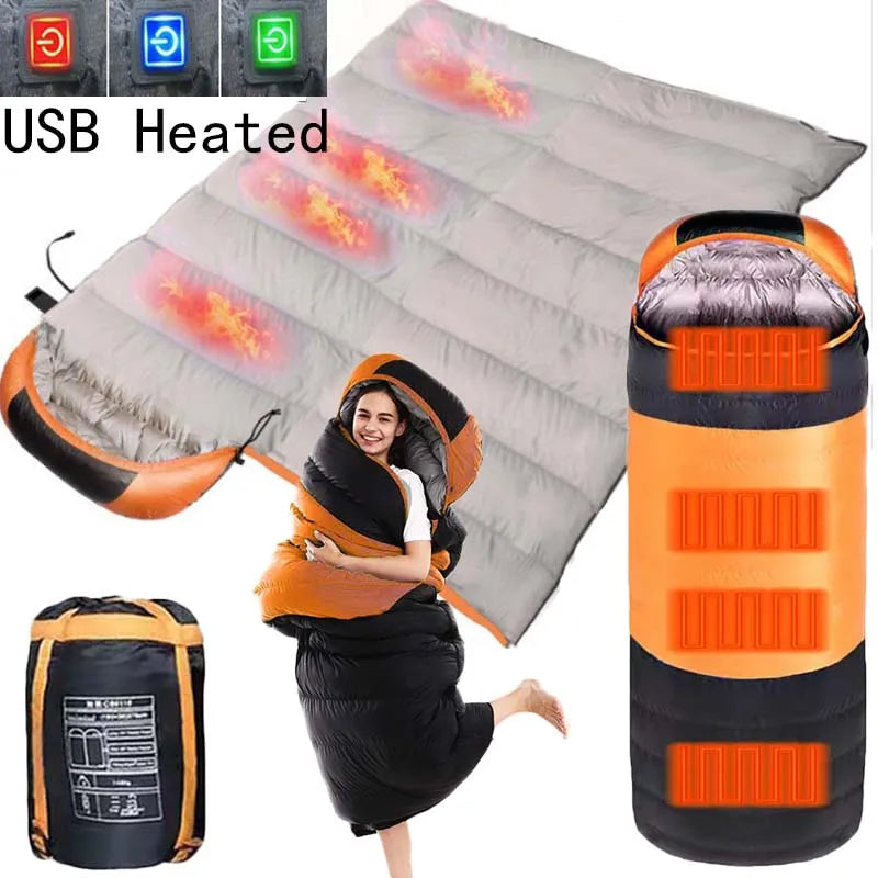 USB Heated Down Cotton Sleeping Bag