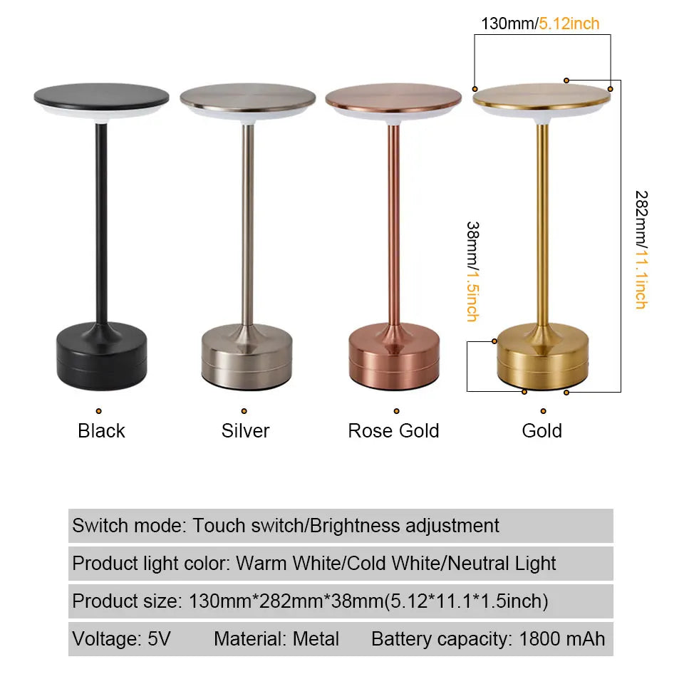 LED Touch Sensor Table Lamp – USB Rechargeable