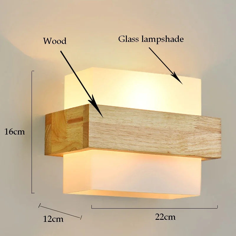 Modern Wood & Glass LED Wall Sconce