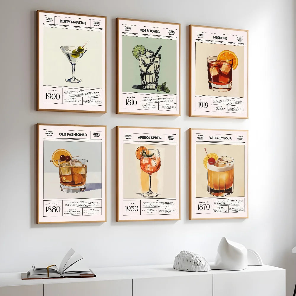 Cocktail & Wine Art Poster – Bar Wall Decor