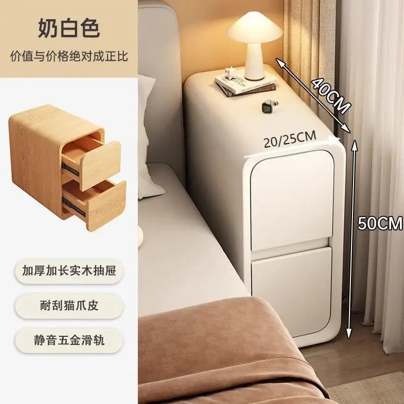 Solid Wood Bedside Table with 2 Drawers