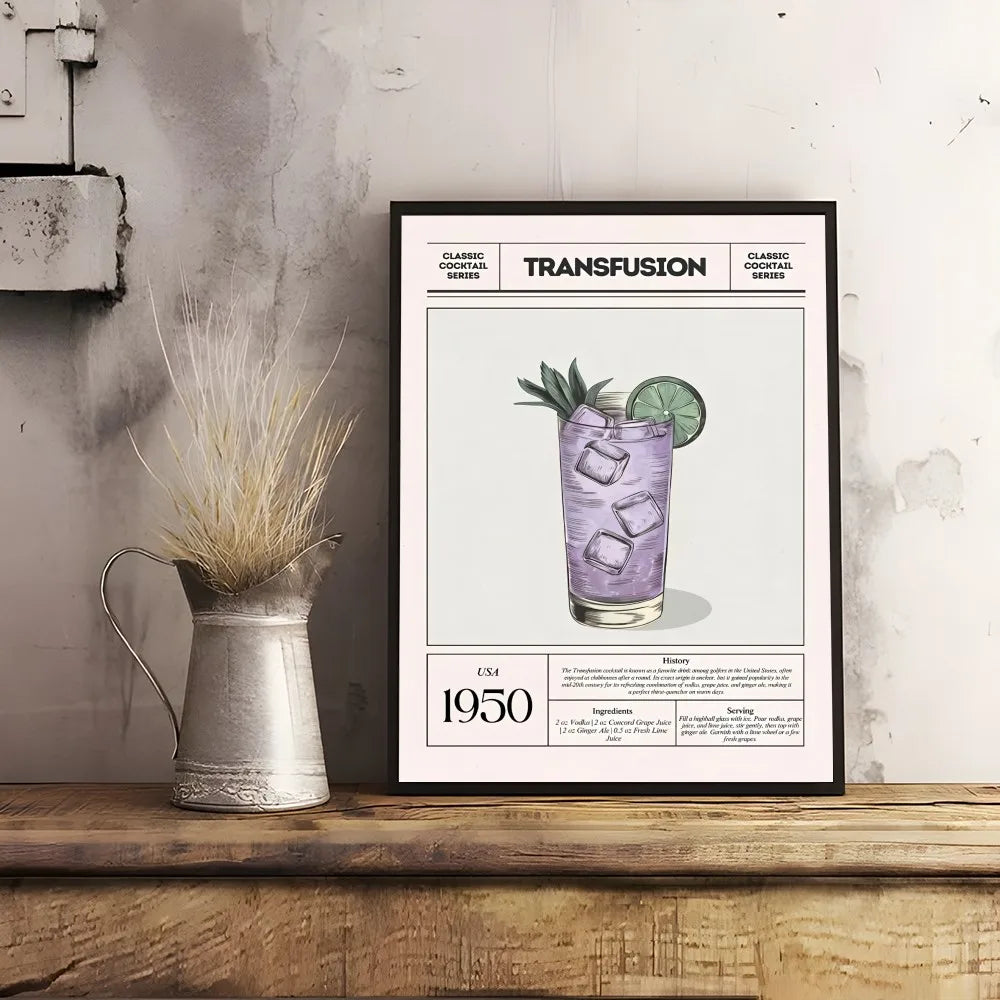 Cocktail & Wine Art Poster – Bar Wall Decor
