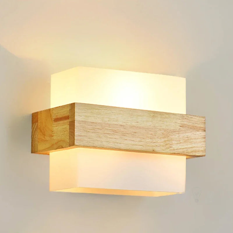 Modern Wood & Glass LED Wall Sconce