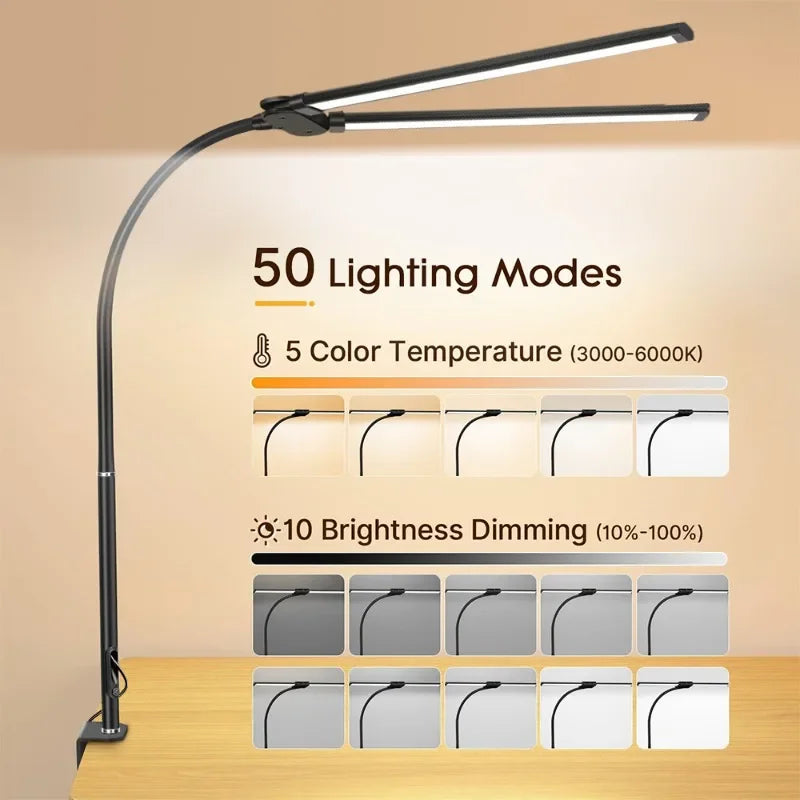 Clamp LED Desk Lamp for Dual Monitor Setup