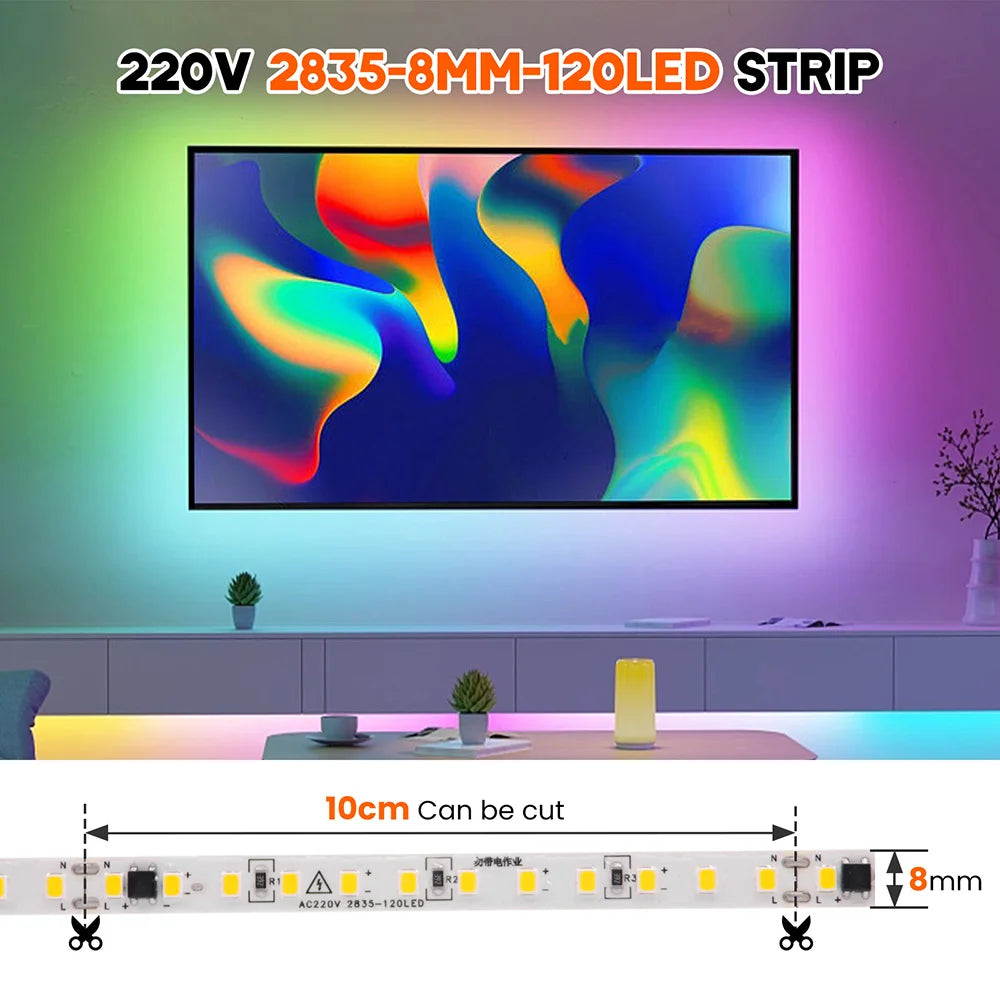 220V Flexible Adhesive LED Strip Light