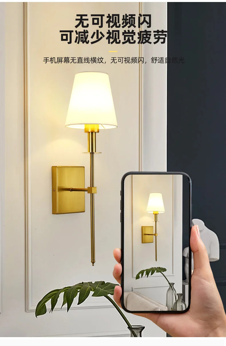 Modern LED Wall Sconce with Cloth Lampshade