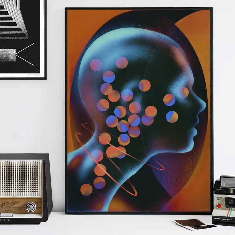 Abstract Futurism Dark Colourful Character Wall Art