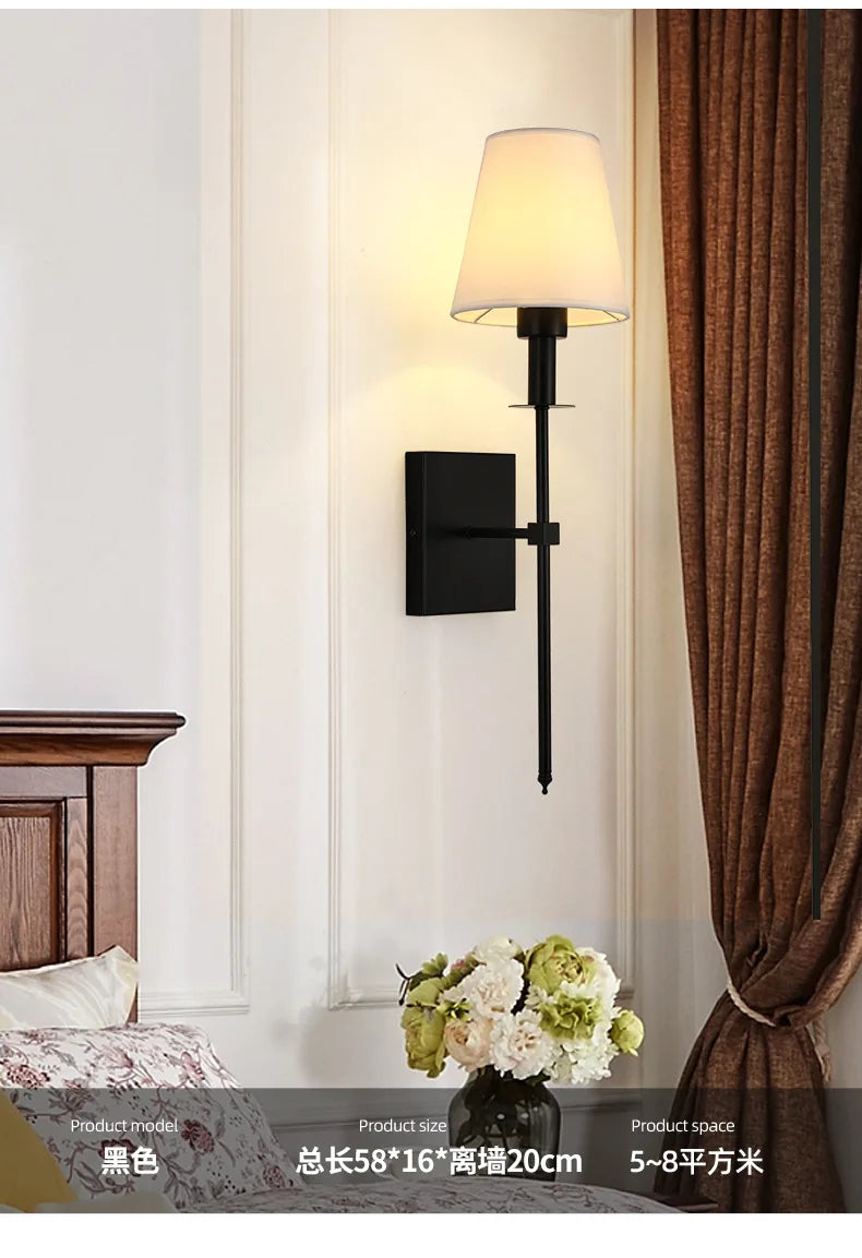 Modern LED Wall Sconce with Cloth Lampshade