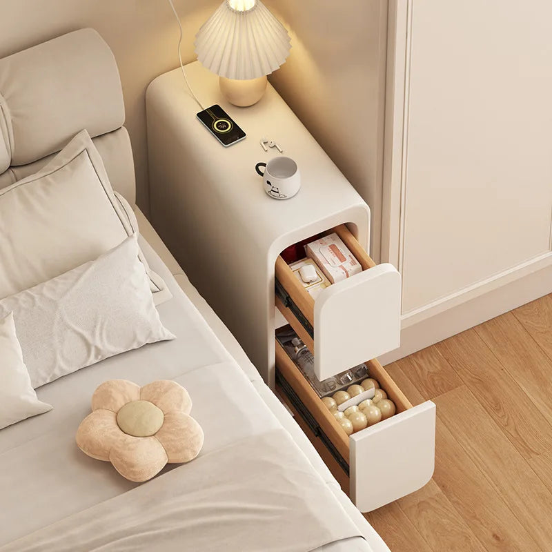 Solid Wood Bedside Table with 2 Drawers
