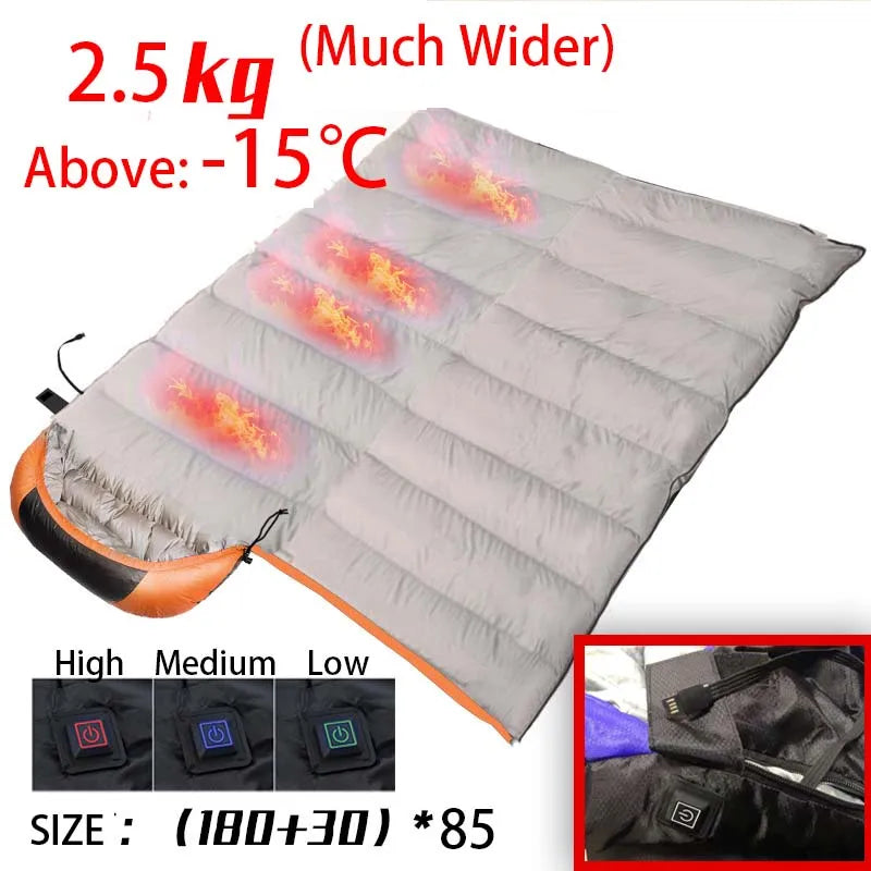 USB Heated Down Cotton Sleeping Bag
