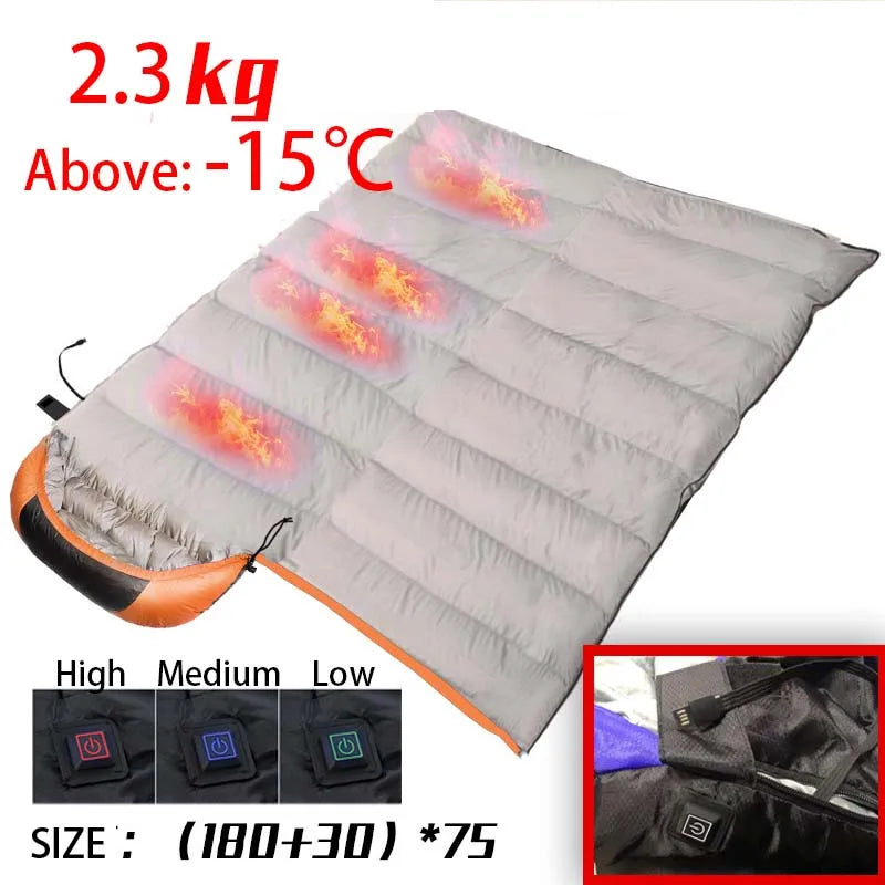 USB Heated Down Cotton Sleeping Bag