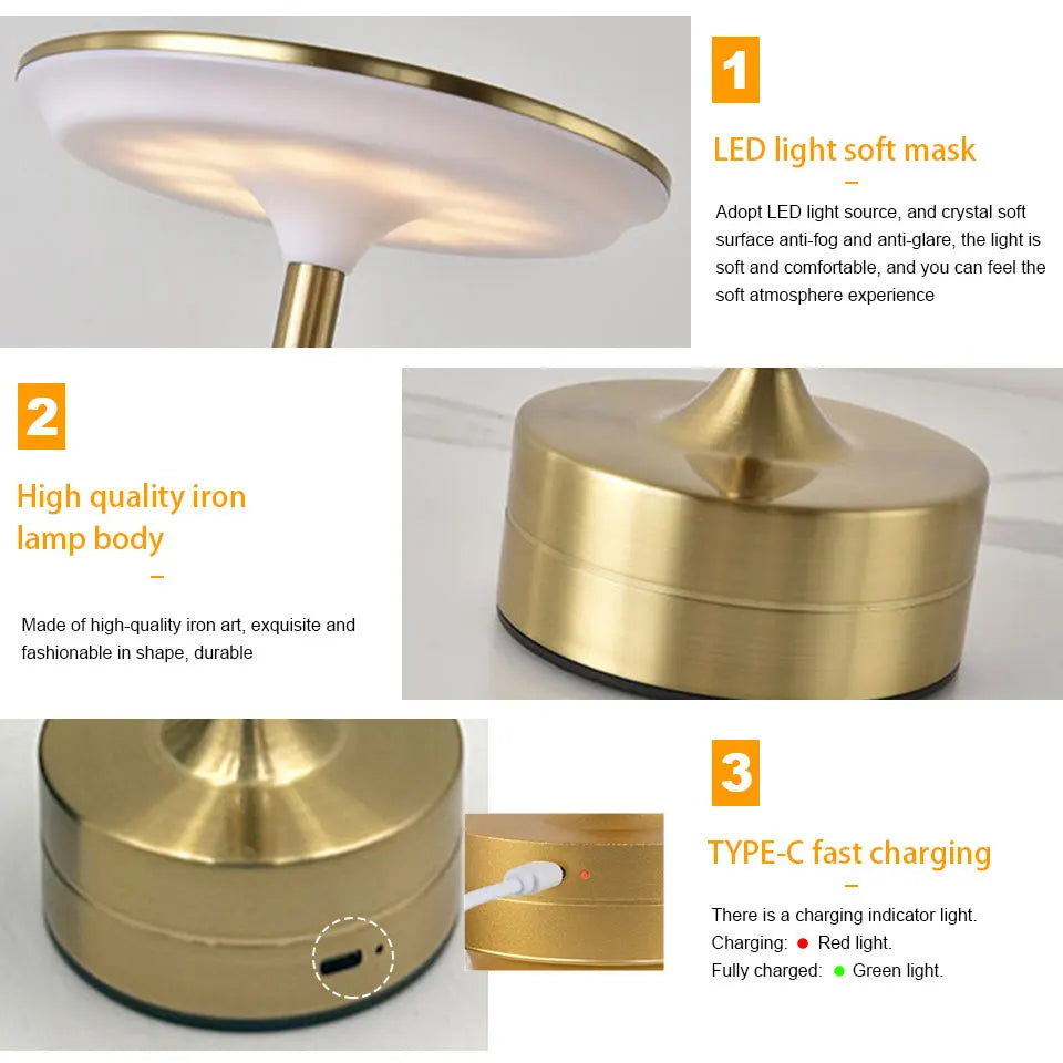 LED Touch Sensor Table Lamp – USB Rechargeable