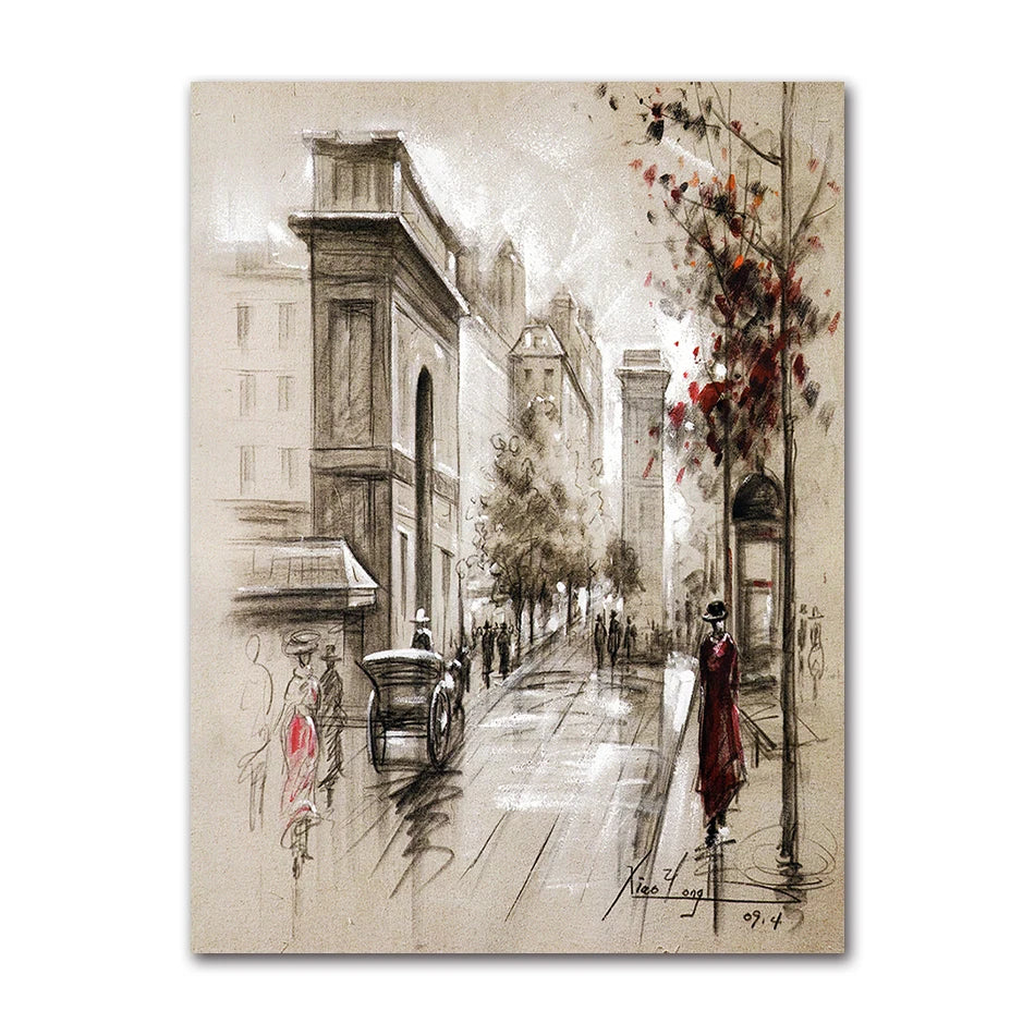 Abstract City Street Landscape Canvas Print