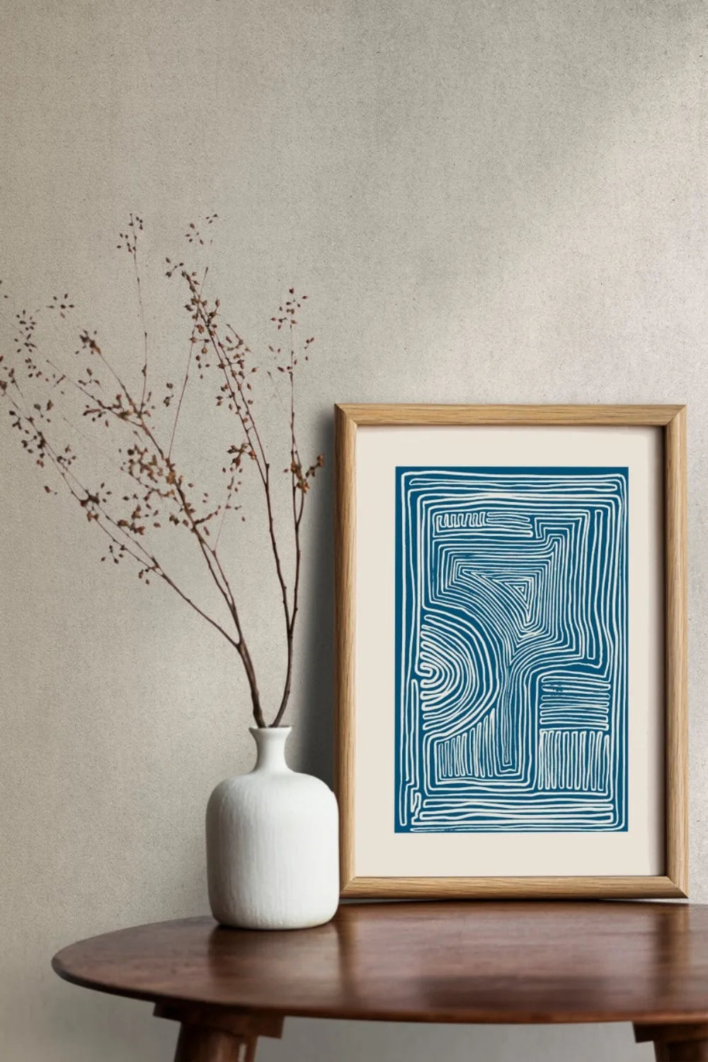Blue Minimalist Line Art Wall Print