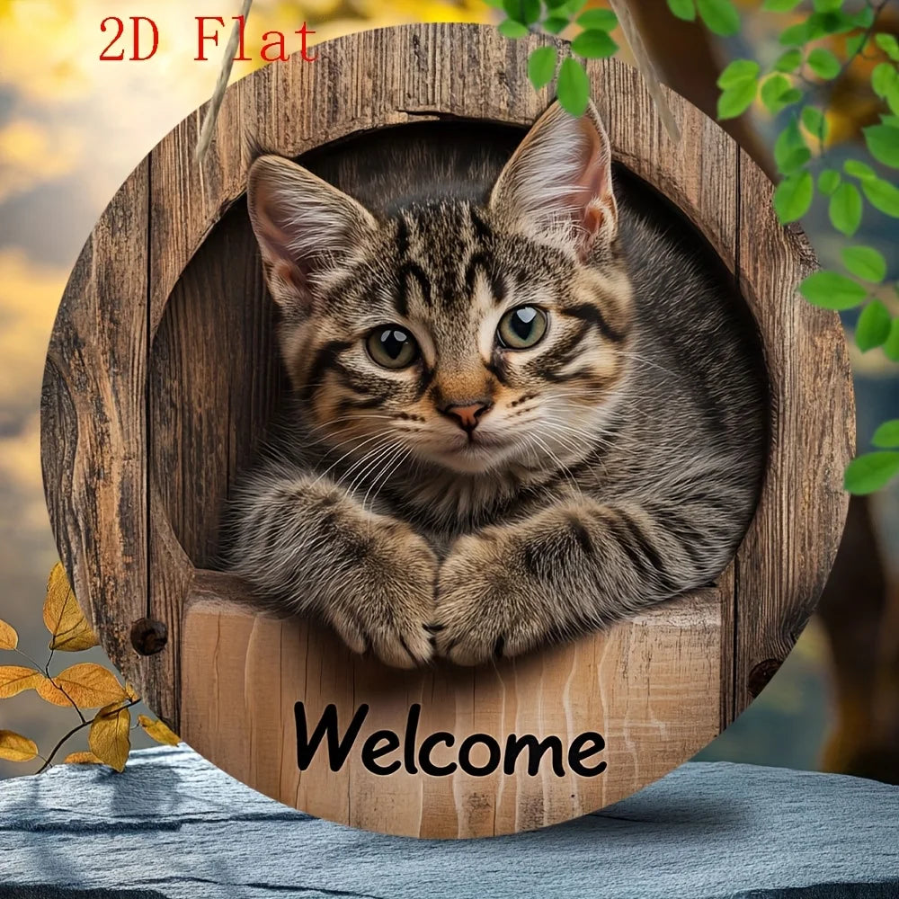 Cat Welcome Signs 2D Printed Wall Art