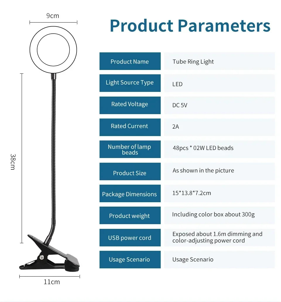 USB Clip-On LED Desk Lamp – 3 Colours