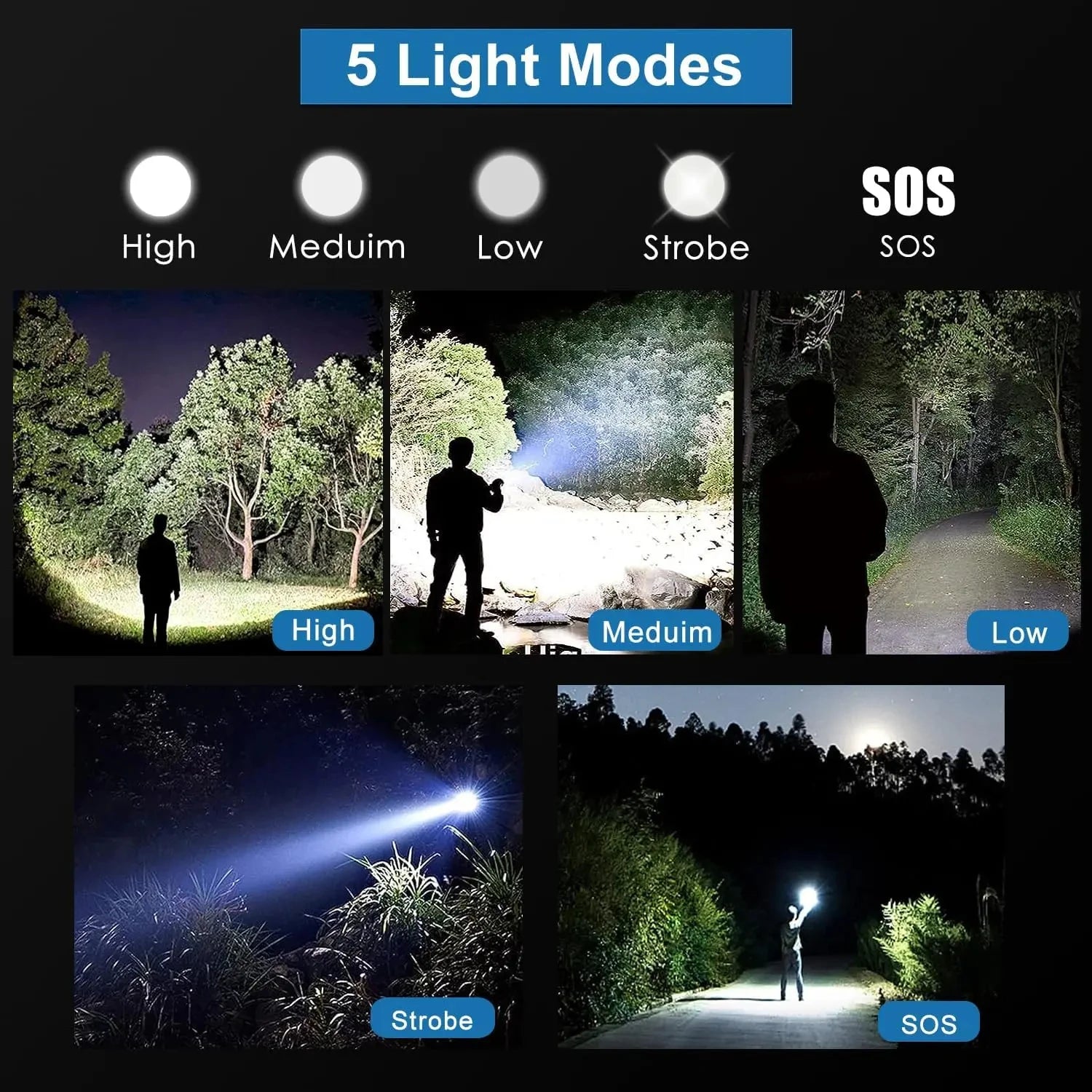 High Lumens Rechargeable IPX6 LED Flashlight