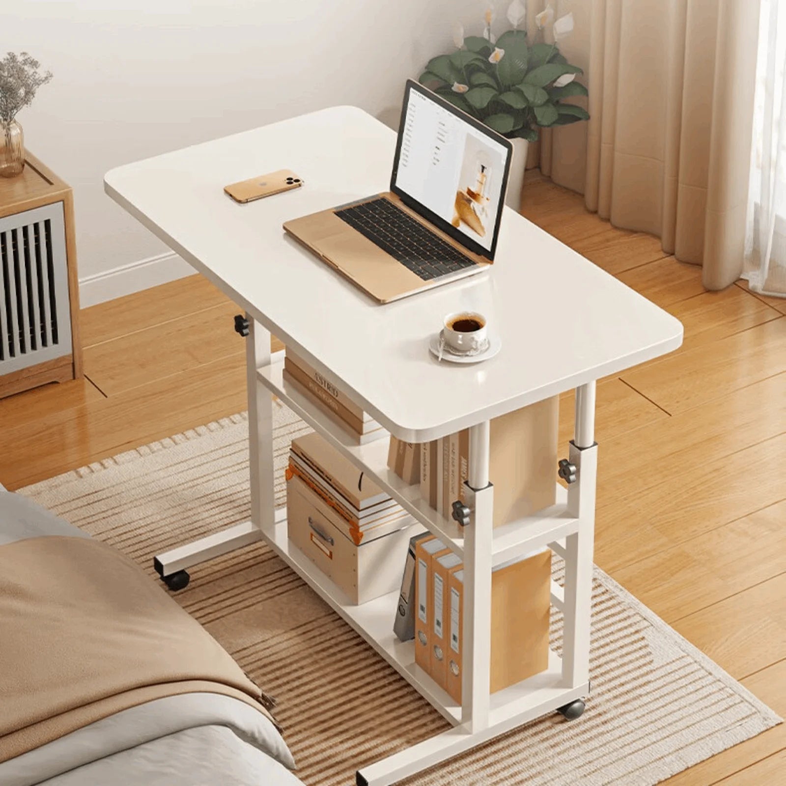 Rolling Wheeled Movable Bedside Table